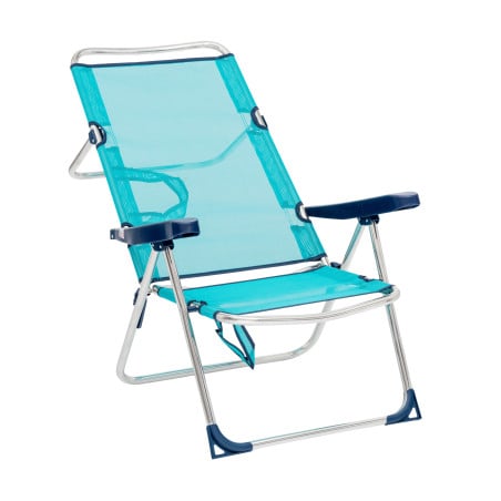 Silla De Playa Alta Multiposición Con Ruedas Turquesa