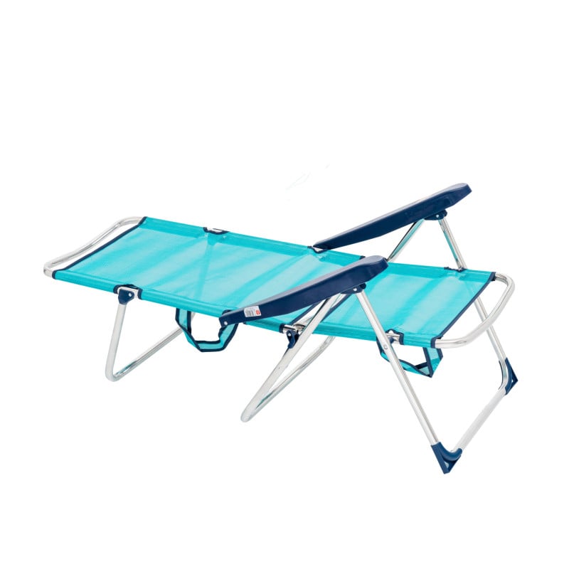Silla De Playa Alta Multiposición Con Ruedas Turquesa