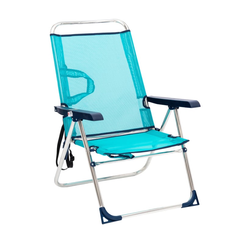 Silla De Playa Multiposición Con Pata Trasera Y Bandolera Turquesa