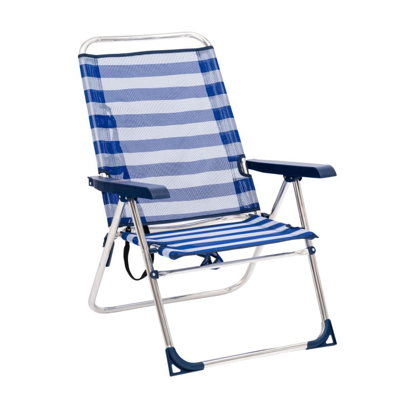 Silla De Playa Multiposición Con Pata Trasera Y Bandolera Rayas Marineras