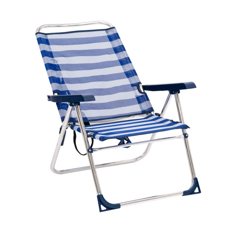 Silla De Playa Multiposición Con Pata Trasera Y Bandolera Rayas Marineras