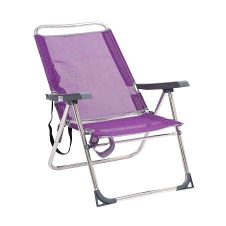 Silla De Playa Multiposición Con Pata Trasera Y Bandolera Lila