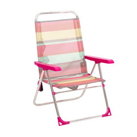 Silla De Playa Multiposición Con Pata Trasera Y Bandolera Rayas Summer Coral De Alco
