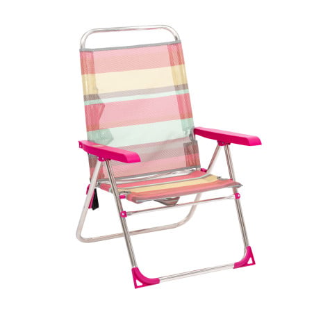 Silla De Playa Multiposición Con Pata Trasera Y Bandolera Rayas Summer Coral De Alco