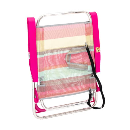 Silla De Playa Multiposición Con Pata Trasera Y Bandolera Rayas Summer Coral
