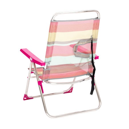 Silla De Playa Multiposición Con Pata Trasera Y Bandolera Rayas Summer Coral