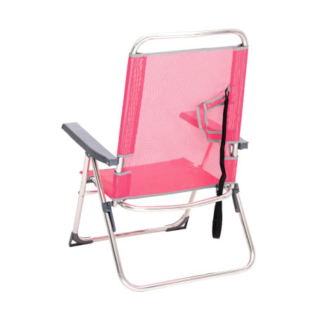 Silla De Playa Multiposición Con Pata Trasera Y Bandolera Rosa