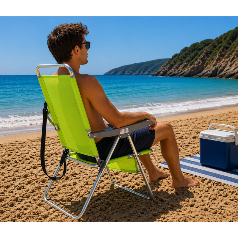 Silla De Playa Multiposición Con Pata Trasera Y Bandolera Lima