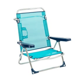 Silla De Playa Baja Multiposición Con Asa Turquesa De Alco
