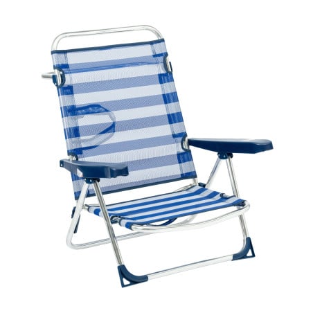 Silla De Playa Baja Multiposición Con Asa Rayas Marineras De Alco