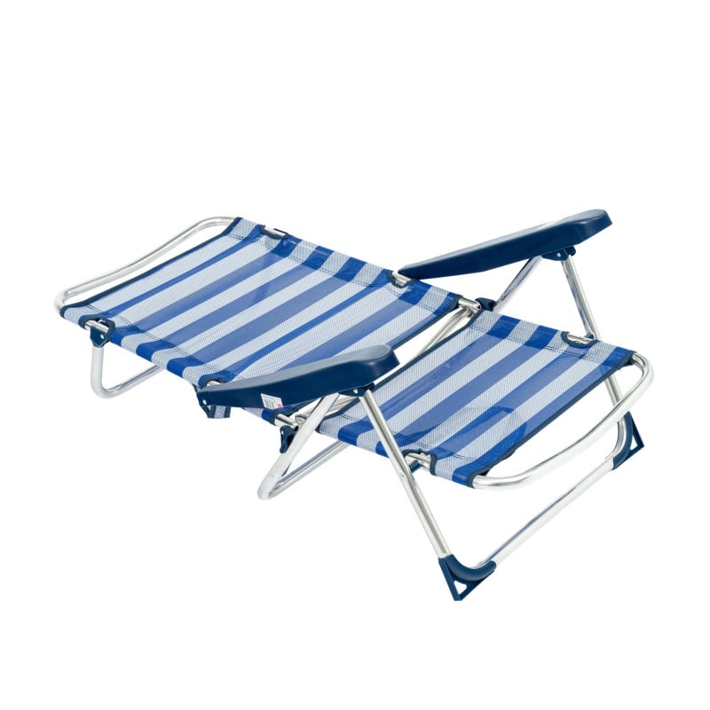 Silla De Playa Baja Multiposición Con Asa Rayas Marineras
