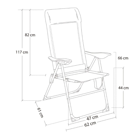 Sillón 7 Posiciones Cojín Alu/Textileno Mul 61x66x110 cm