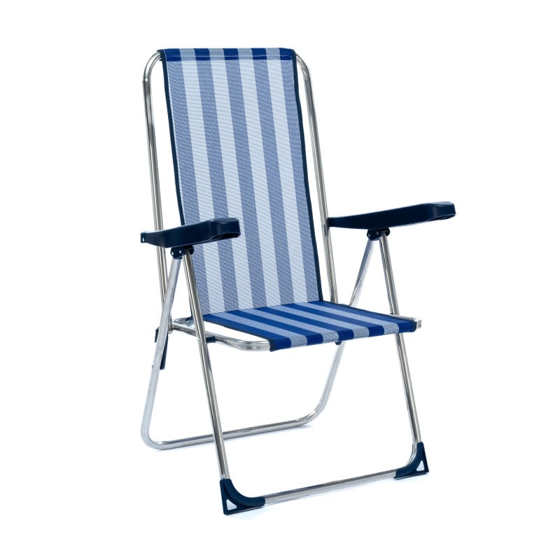 Silla De Playa Alta Multiposición Rayas Marineras De Alco
