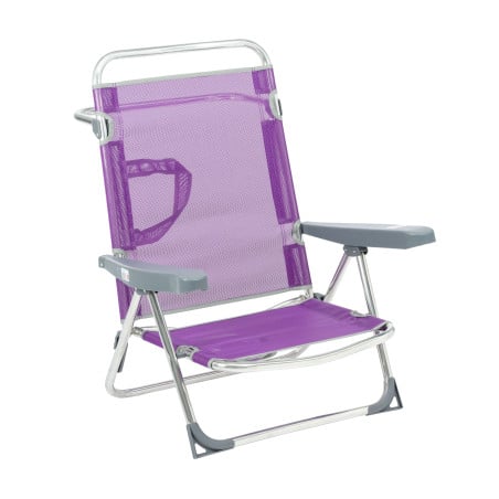 Silla De Playa Baja Multiposición Con Asa Lila De Alco