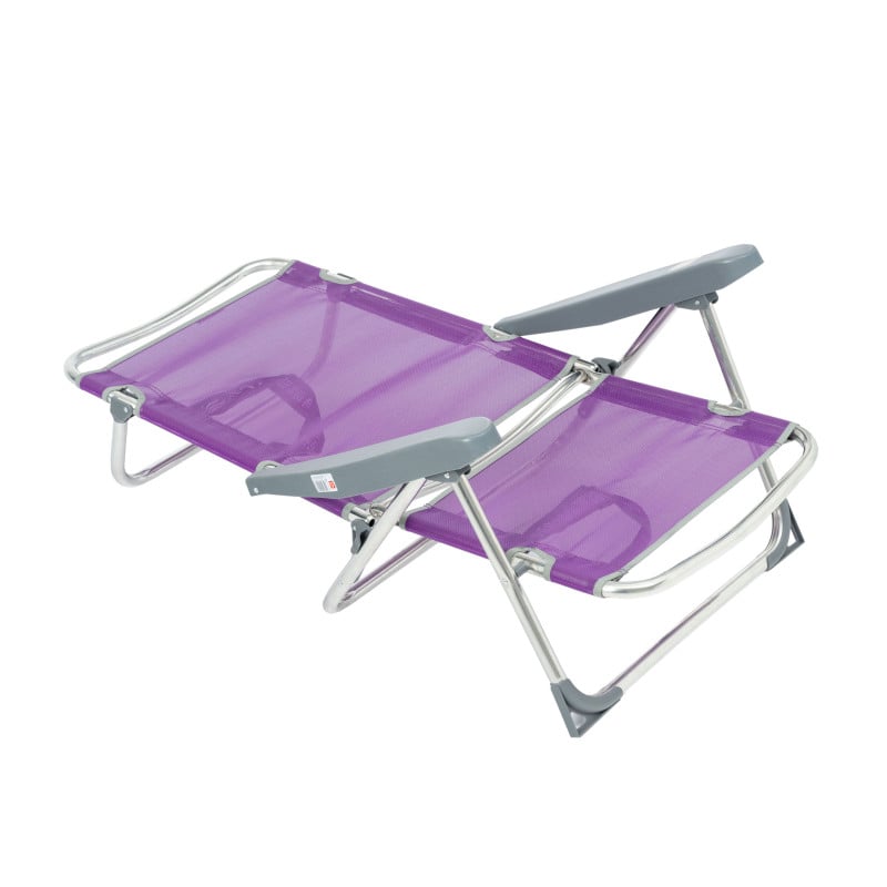 Silla De Playa Baja Multiposición Con Asa Lila