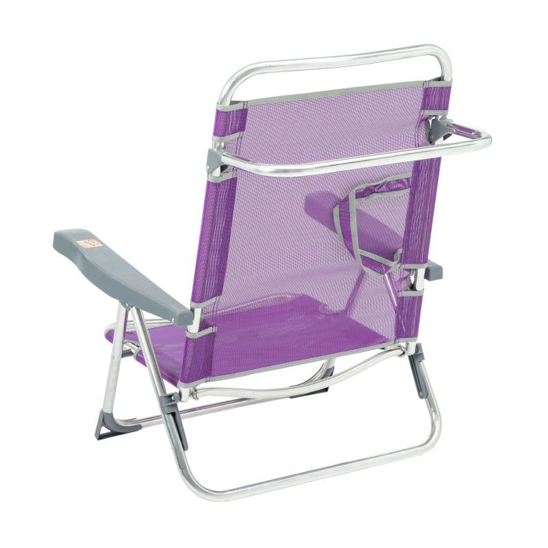 Silla De Playa Baja Multiposición Con Asa Lila