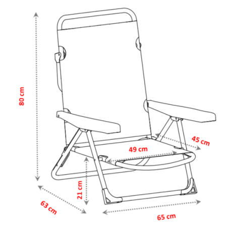 Silla De Playa Baja Multiposición Con Asa Lila