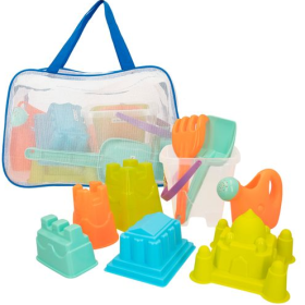 Set Cubo Playa Castillo 18 cm + Palas Color Beach
