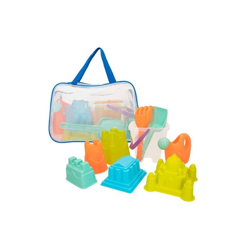 Set Cubo Playa Castillo 18 cm + Palas Color Beach