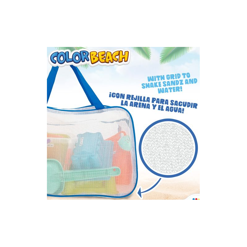Set Cubo Playa Castillo 18 cm + Palas Color Beach