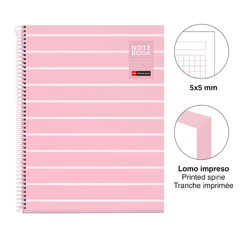 Cuaderno A4 Miquelrius Cuadrícula Between The Lines Rosa 80 Hojas