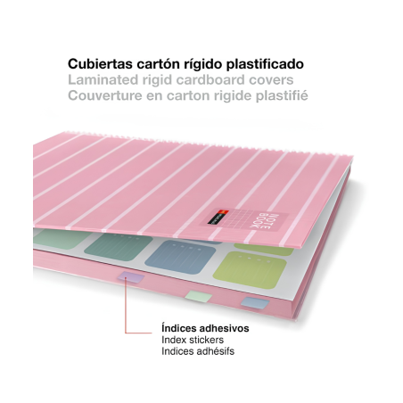 Cuaderno A4 Miquelrius Cuadrícula Between The Lines Rosa 80 Hojas