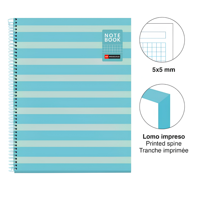 Cuaderno A4 Miquelrius Cuadrícula Between The Lines Celeste 80 Hojas