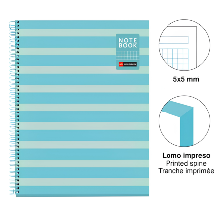 Cuaderno A4 Miquelrius Cuadrícula Between The Lines Celeste 80 Hojas