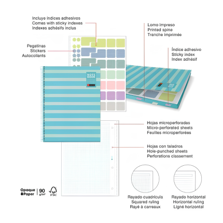 Cuaderno A4 Miquelrius Cuadrícula Between The Lines Celeste 80 Hojas