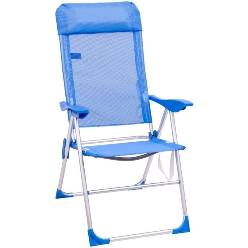 Silla De Playa Alta 5 Posiciones Azul De Juinsa