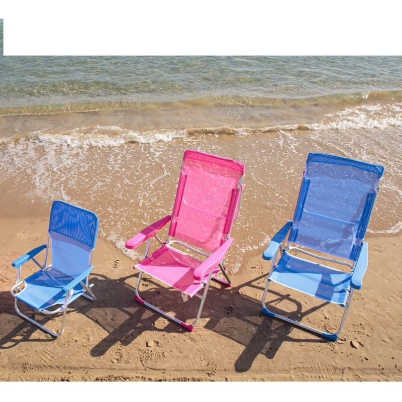 Silla De Playa Alta 5 Posiciones Azul