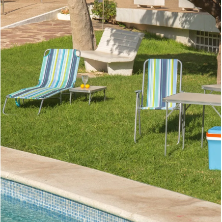 Silla De Playa Alta Fija Plegable Lona