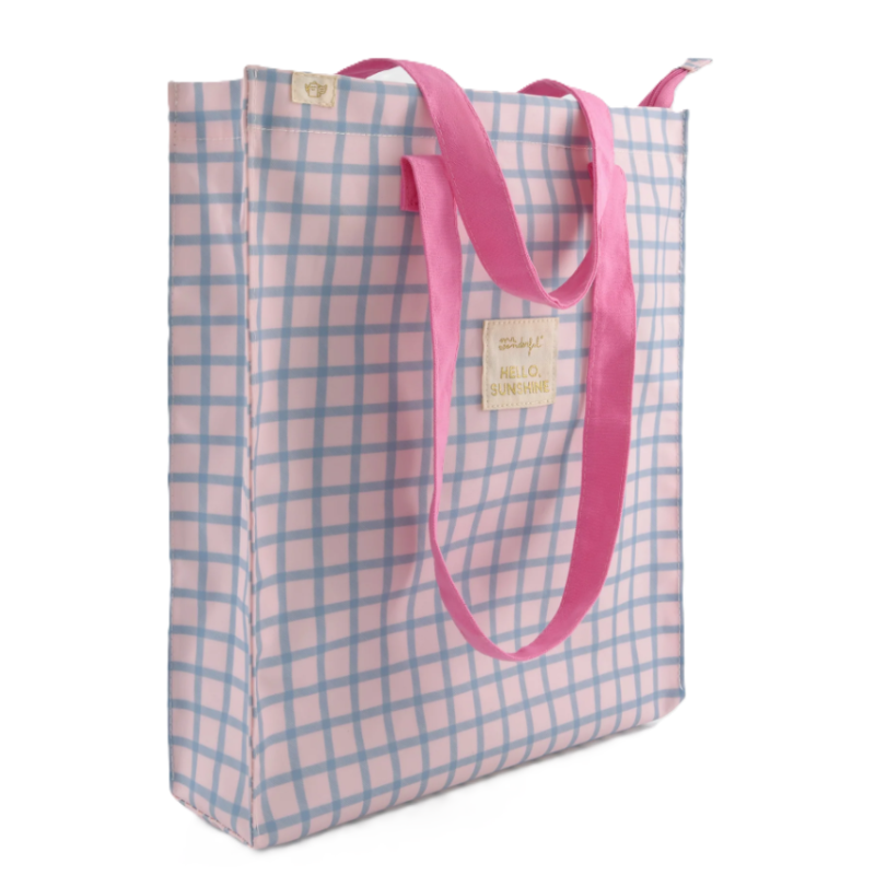 Mr. Wonderful Tote Bag Cuadrados Azul Y Rosa...