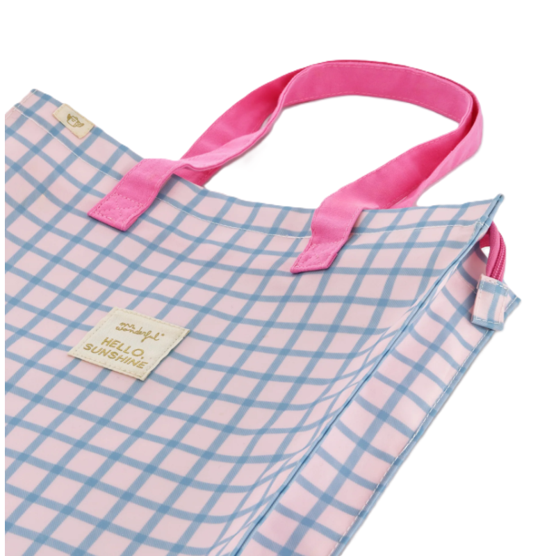 Mr. Wonderful Tote Bag Cuadrados Azul Y Rosa...