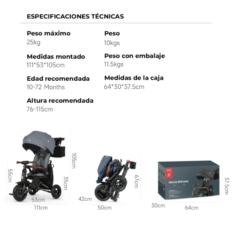 Qplay Triciclo Nova Deluxe Gris