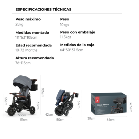 Qplay Triciclo Nova Deluxe Gris
