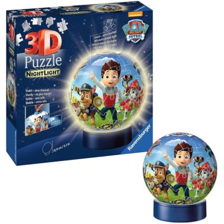 Puzzle 3D Bola Con Luz Nocturna Patrulla Canina De Ravensburguer