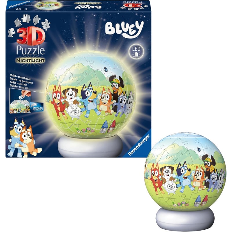 Puzzle 3D Bola Con Luz Nocturna Bluey De Ravensburguer