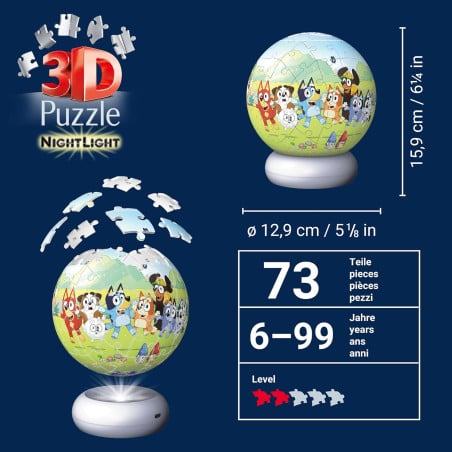 Puzzle 3D Bola Con Luz Nocturna Bluey