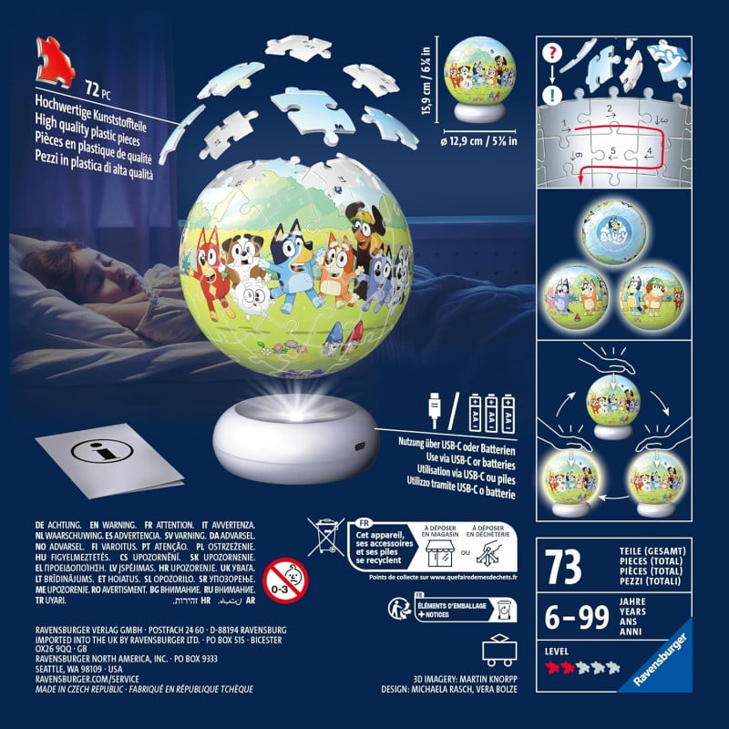 Puzzle 3D Bola Con Luz Nocturna Bluey