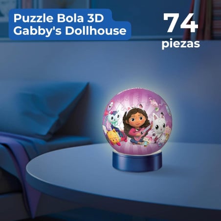 Puzzle 3D Bola Con Luz Nocturna La Casa De Muñecas De Gabby