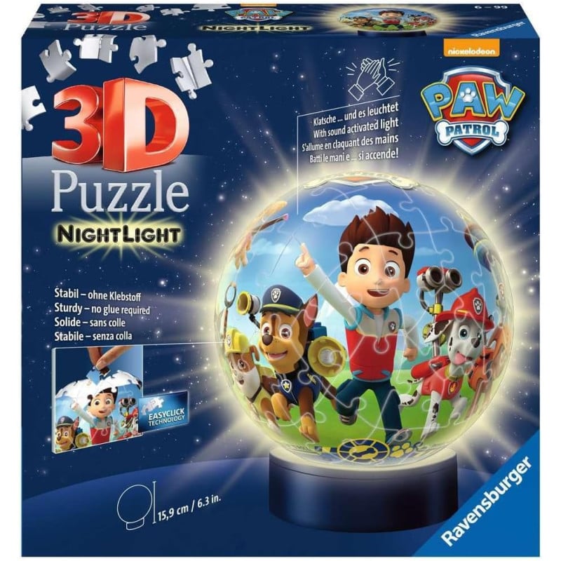 Puzzle 3D Bola Con Luz Nocturna Patrulla Canina