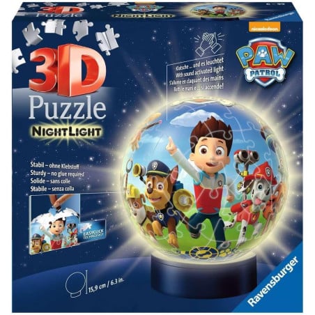 Puzzle 3D Bola Con Luz Nocturna Patrulla Canina