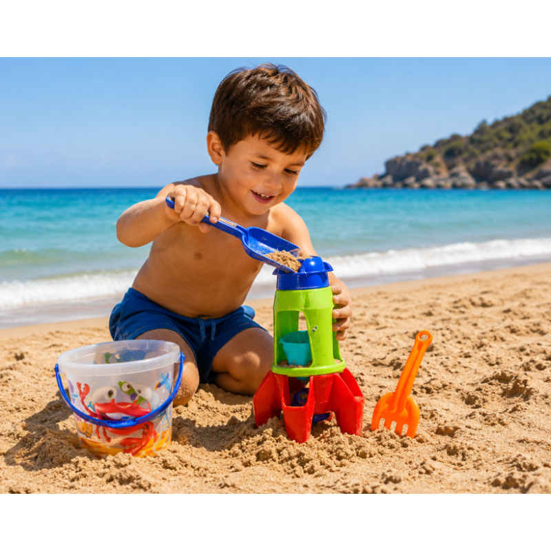 Cubo De Playa Mr. Craby Astronauta 4 Piezas