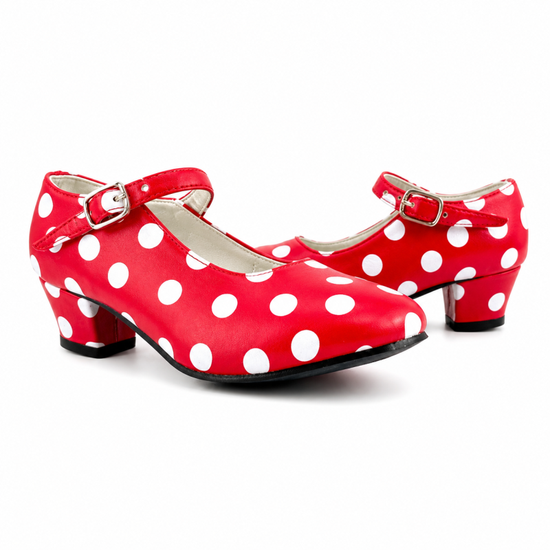 Zapato De Tacón Rojo De Lunares Talla 23 De Partilandia