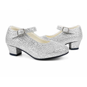 Zapato De Tazón Purpurina Plateada Talla 22 De Partilandia