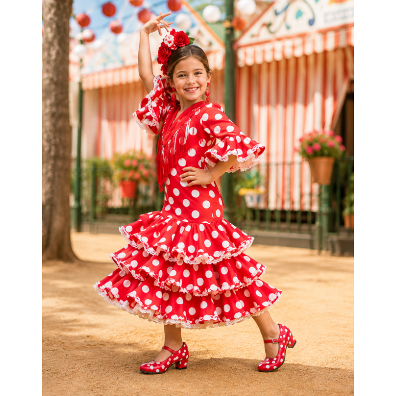 Zapato De Tacón Rojo De Lunares Talla 22