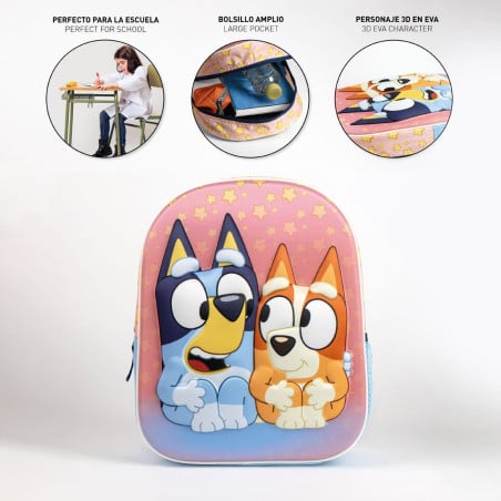 Mochila Infatil Bluey Y Bingo 3D 27 Cm