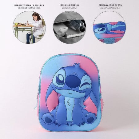 Mochila Infantil 3D Stitch 31 Cm