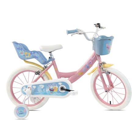 Bicicleta Infantil Stitch Y Angel 14 Pulgadas 3-5 Años De Uvea